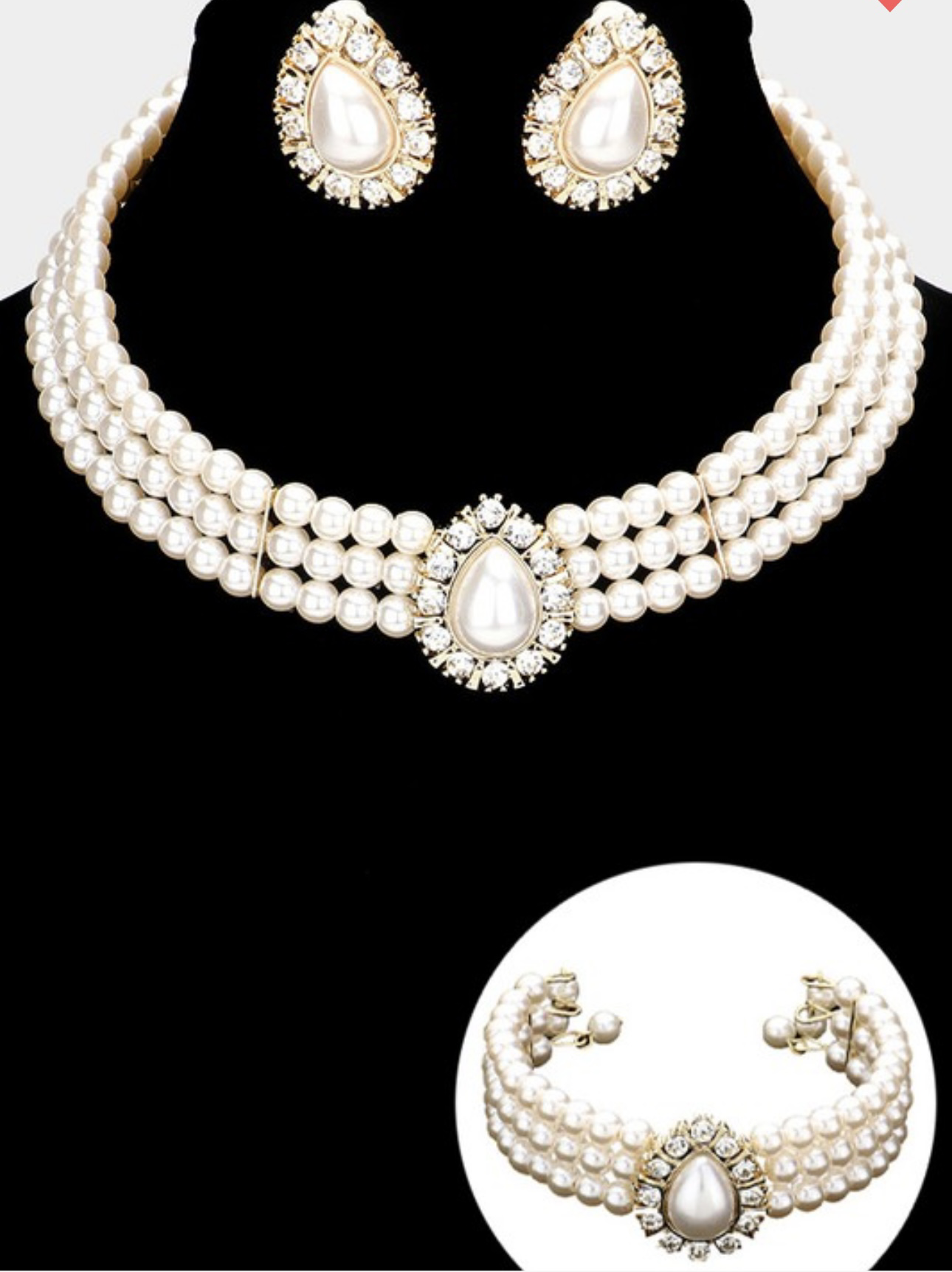 Teardrop Pearl Necklace Set