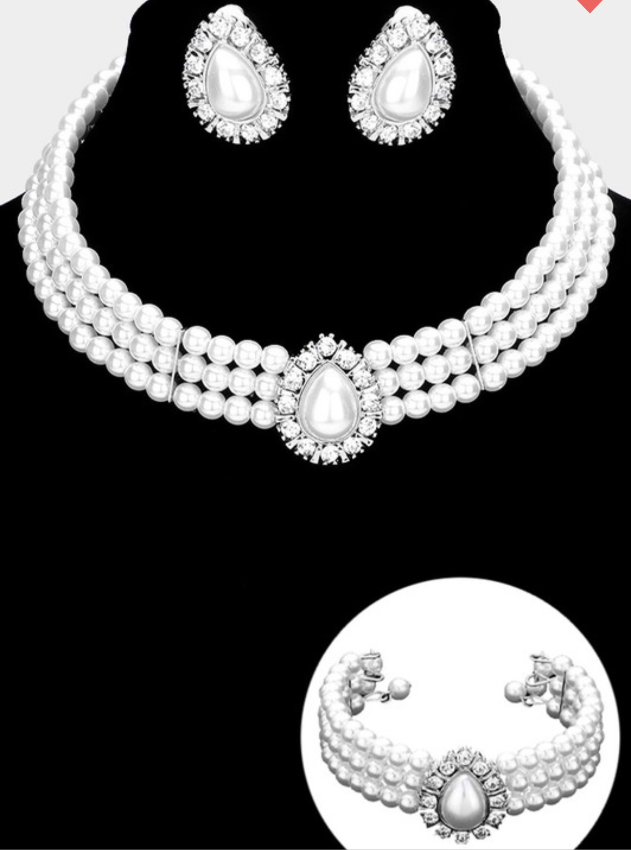 Teardrop Pearl Necklace Set